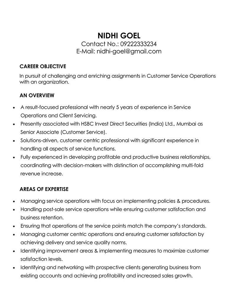 Editable Customer Service Resume Template