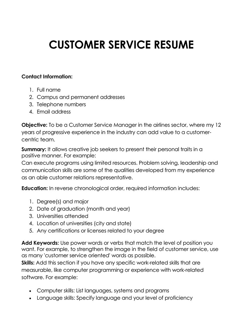 skills to put on resume customer service