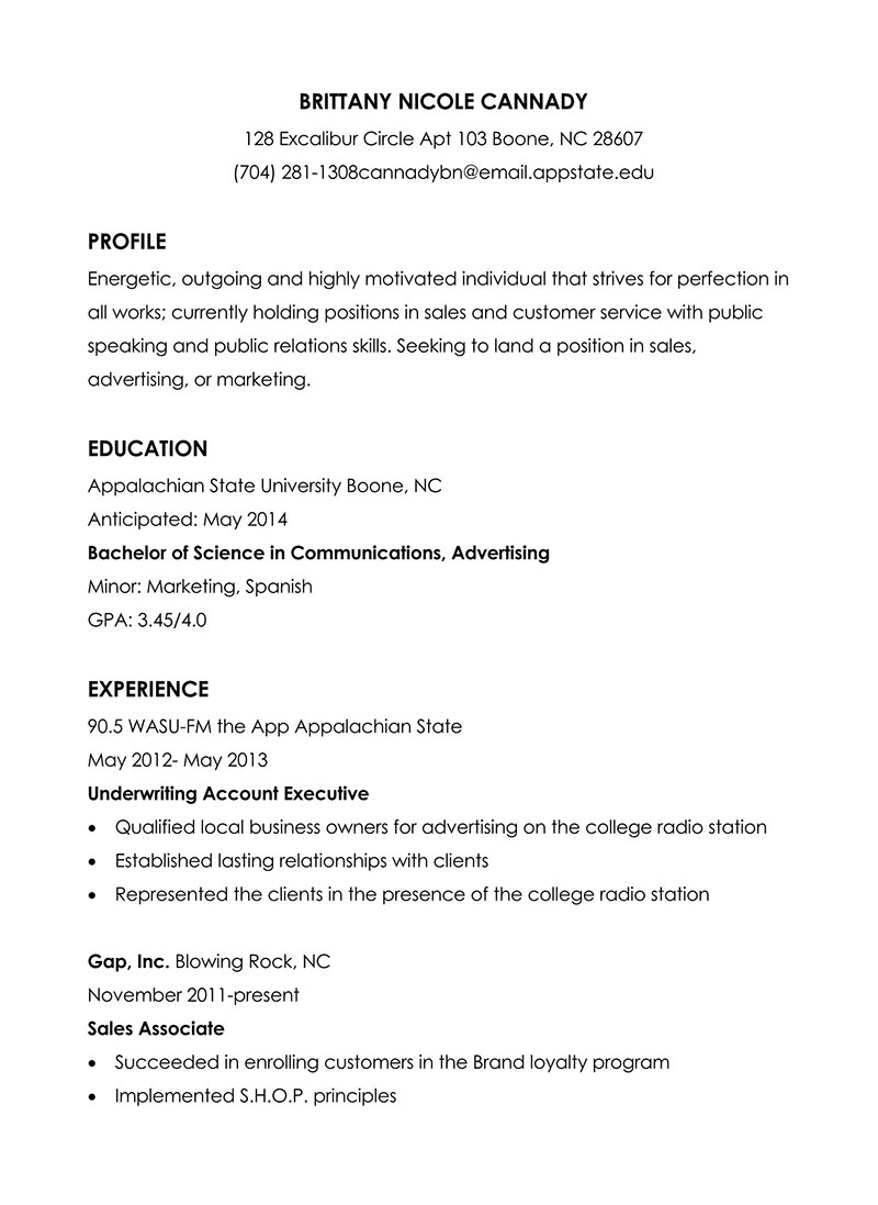 example of a cv for a student in university pdf