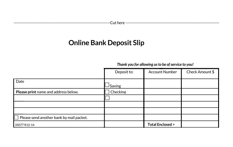 Blank Printable Deposit Slip Sample 04 as Word Document