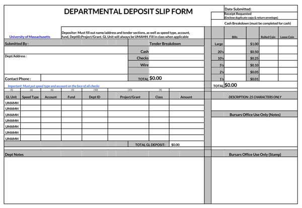 Printable Deposit Slip Form