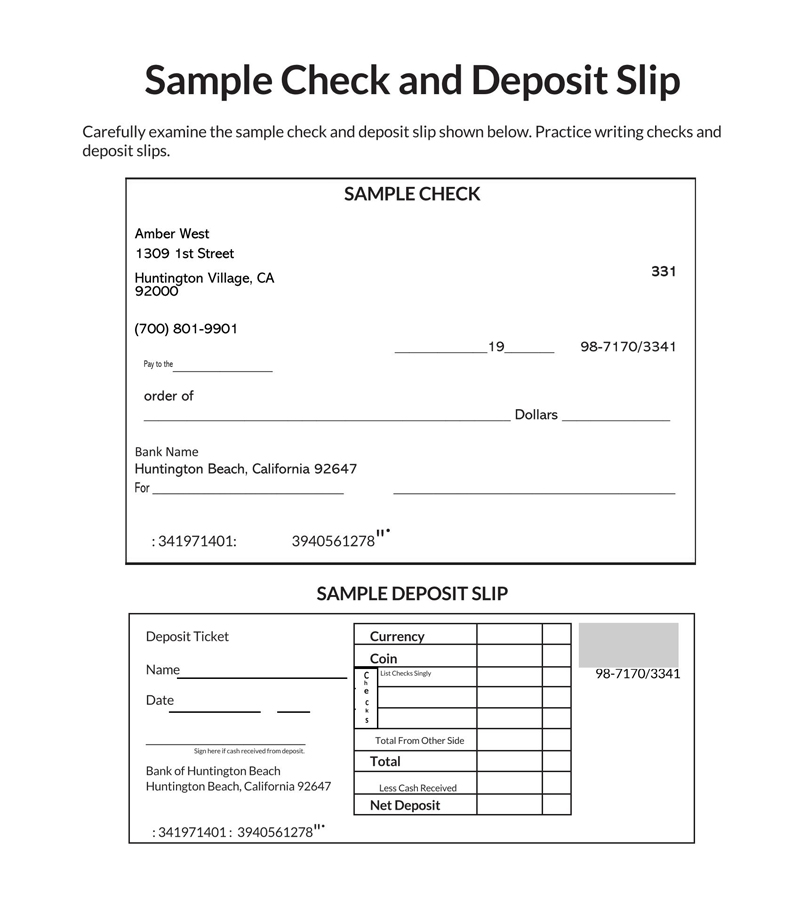 Deposit Slip Template - Fillable Form
