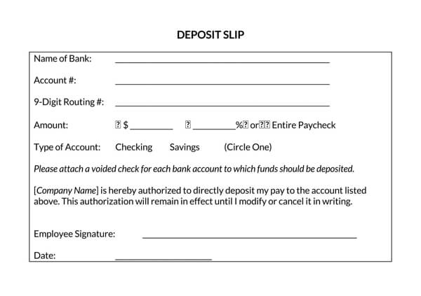 bank deposit slip