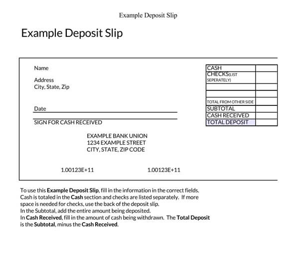 Great Comprehensive Deposit Slip Sample 34 as Excel Sheet