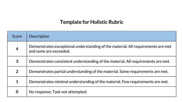 holistic rubric for essay example