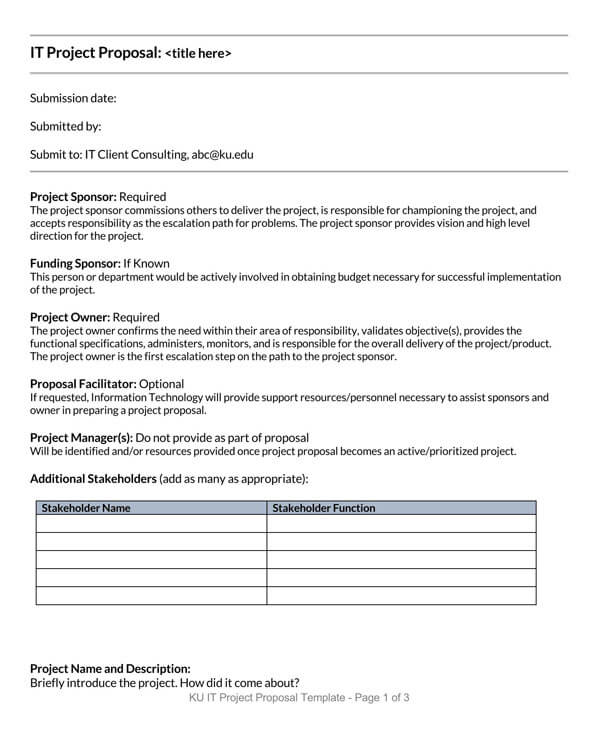 Editable IT Project Proposal Template Example