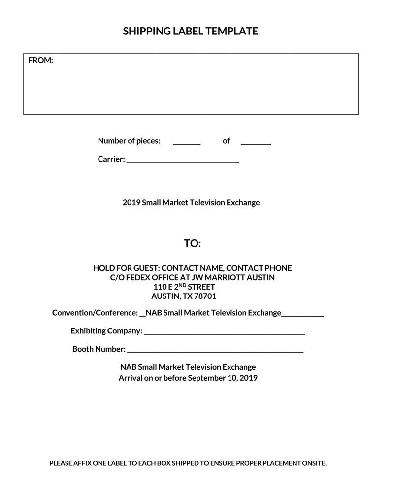 Great Printable Shipping Label with Full Address Template 02 in Word Format