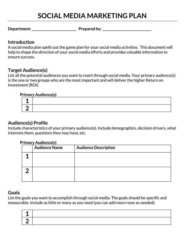 Best Customizable Social Media Strategy Plan Template as Word File