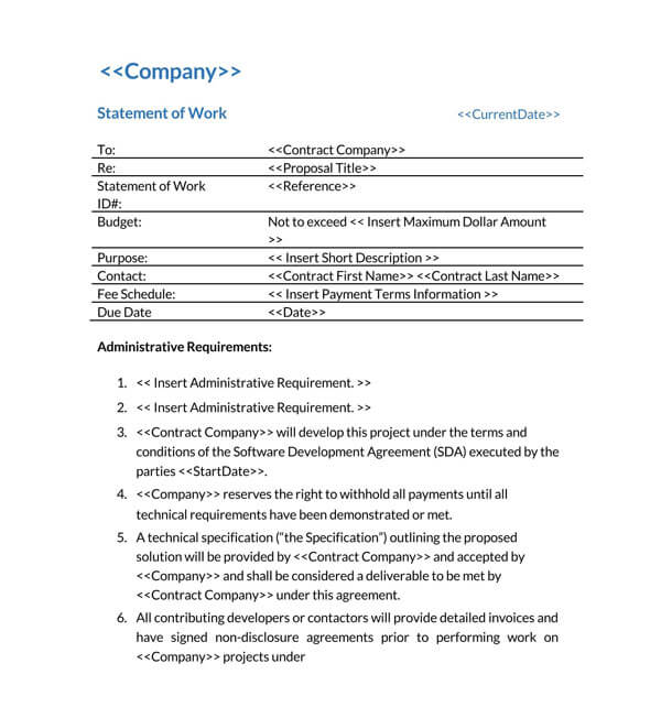procurement statement of work pdf