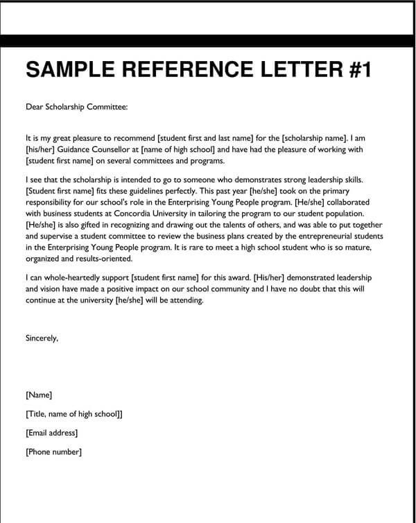 Sample Reference Letter by Teacher Free