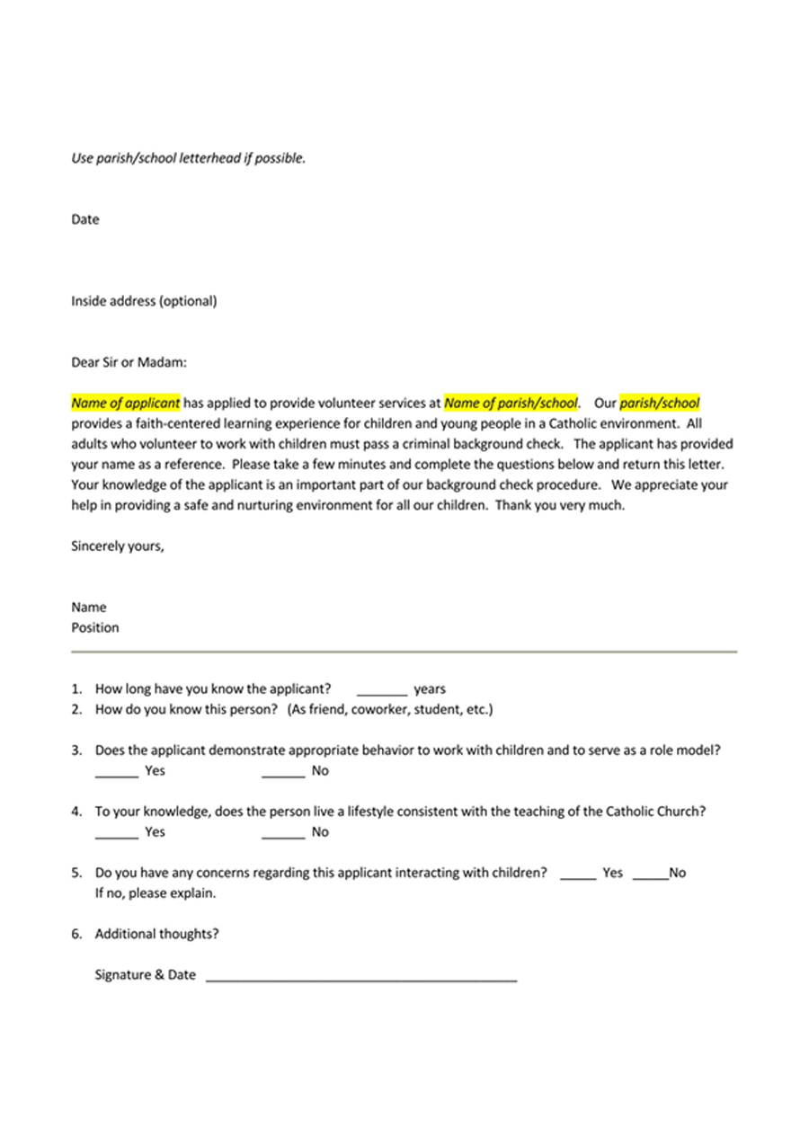 Free Volunteer Reference Letter Template 04