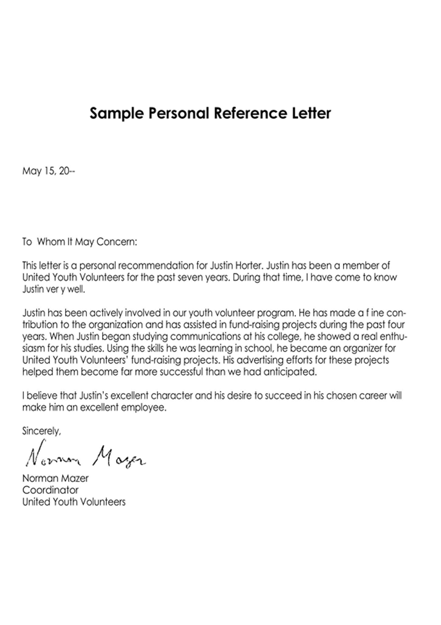 Free Volunteer Reference Letter Template 02