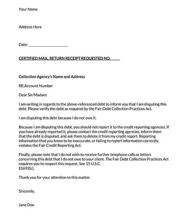 Collection Letter Word Document