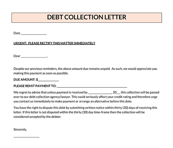 Editable Collection Letter Template