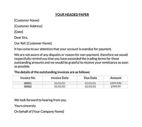 PDF Collection Letter Template