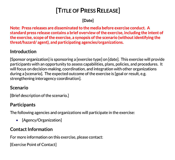 Great Effective Press Release Template 04 as Word File