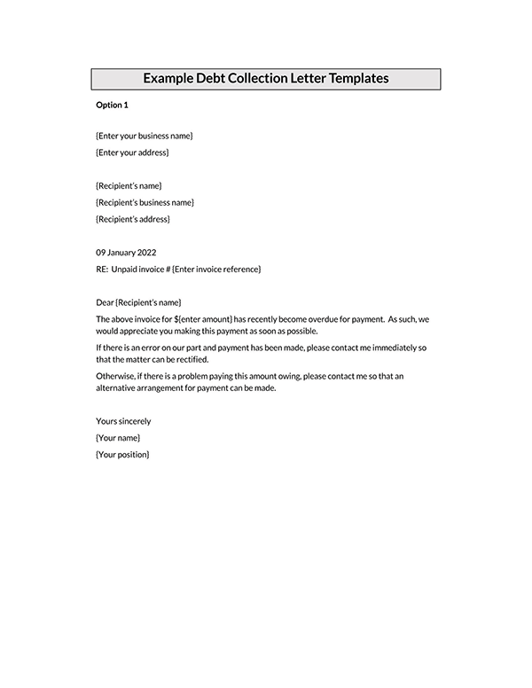 sample of letter to collect payment 03