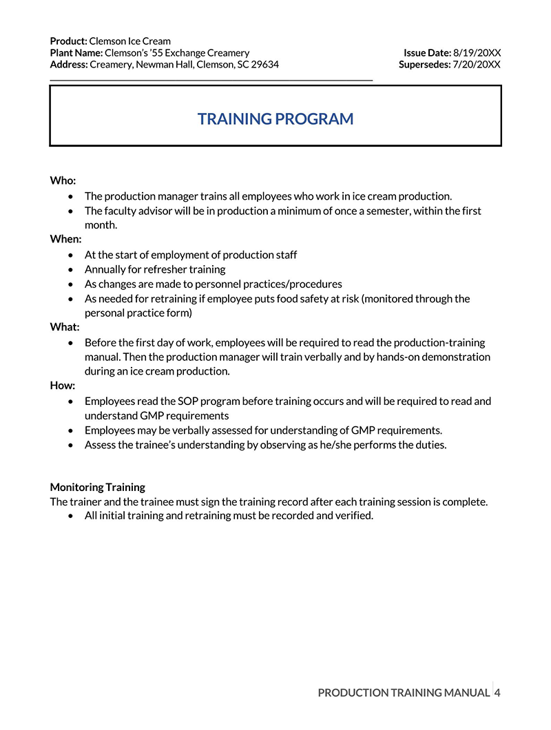 training manual template doc