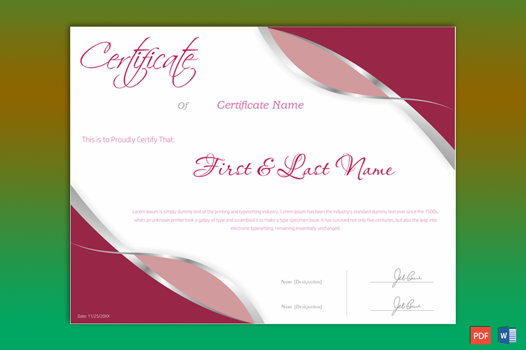 Editable Certificate of Completion Sample