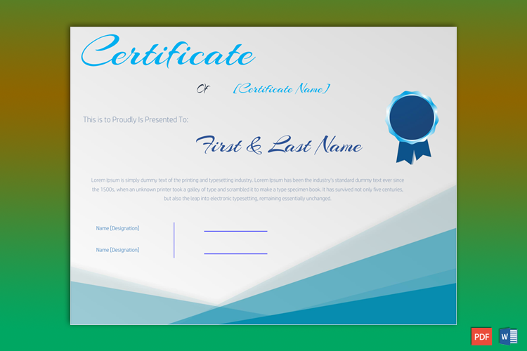 Completion Award Certificate Example