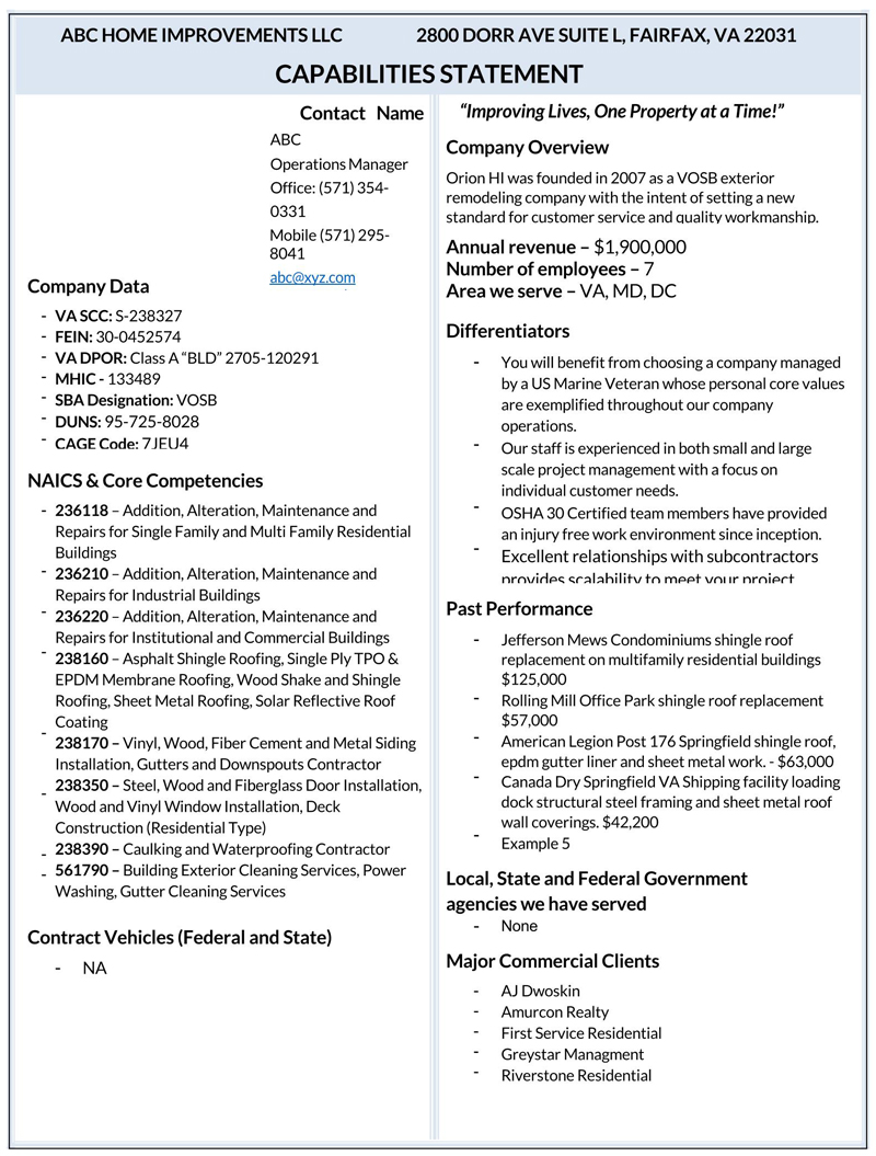 Editable capability statement template for business 02