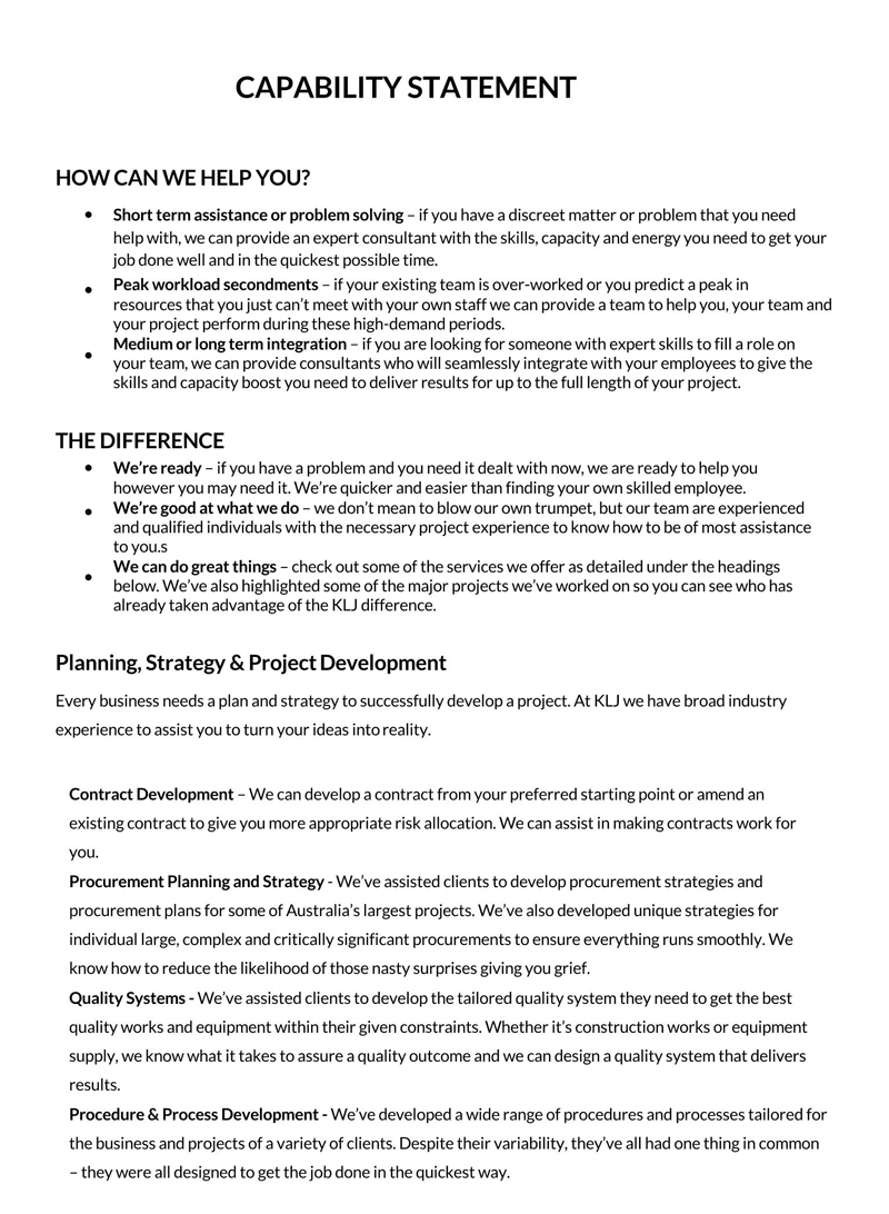 Free Capability statement template with a free download option 05
