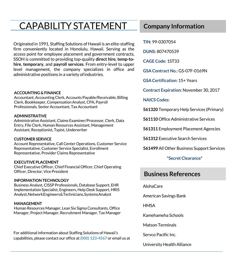 Editable word format capability statement template 15