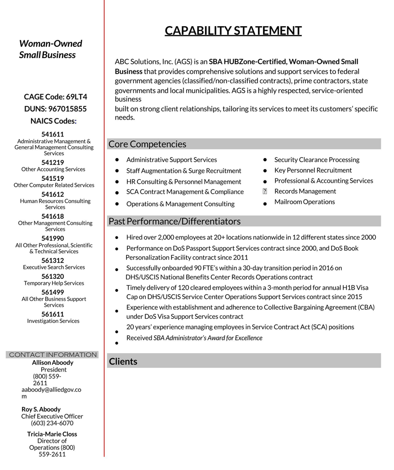 Capability statement template with free download option 19