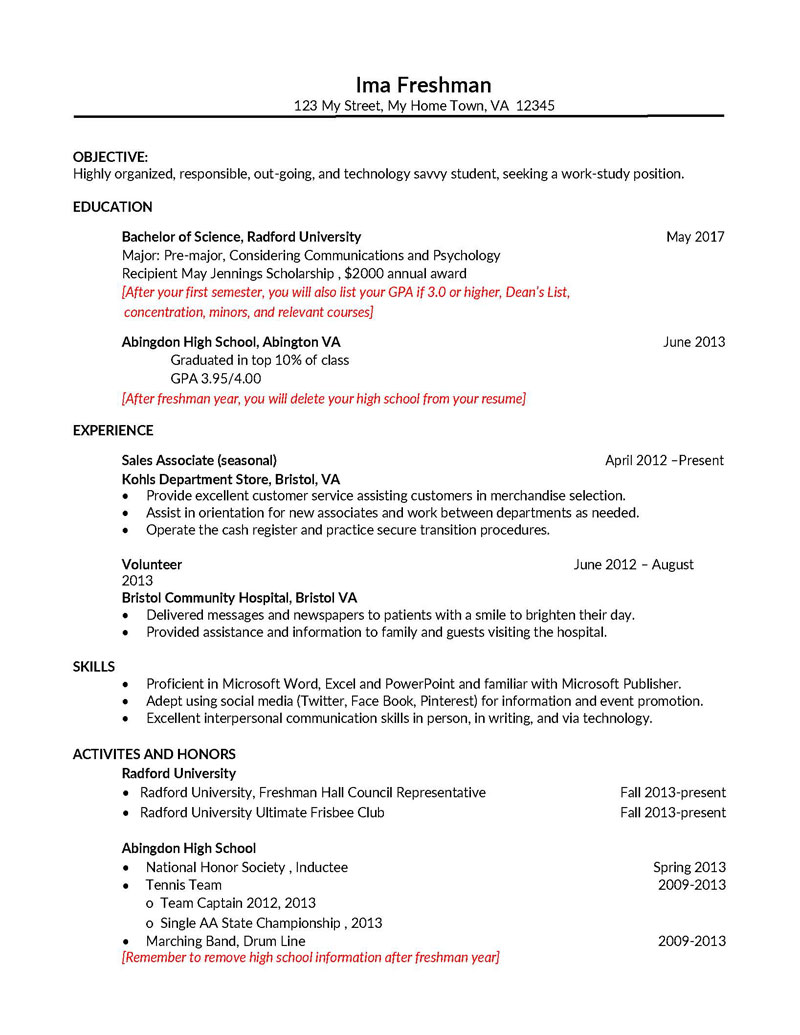 Free College Resume Template for Students