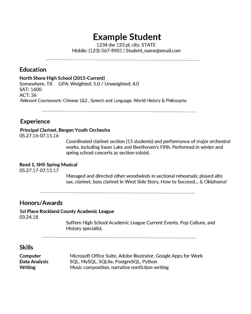 Free Editable College Resume Template