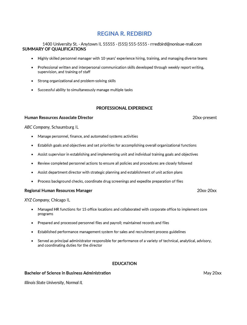 Example Resume Template for College Students