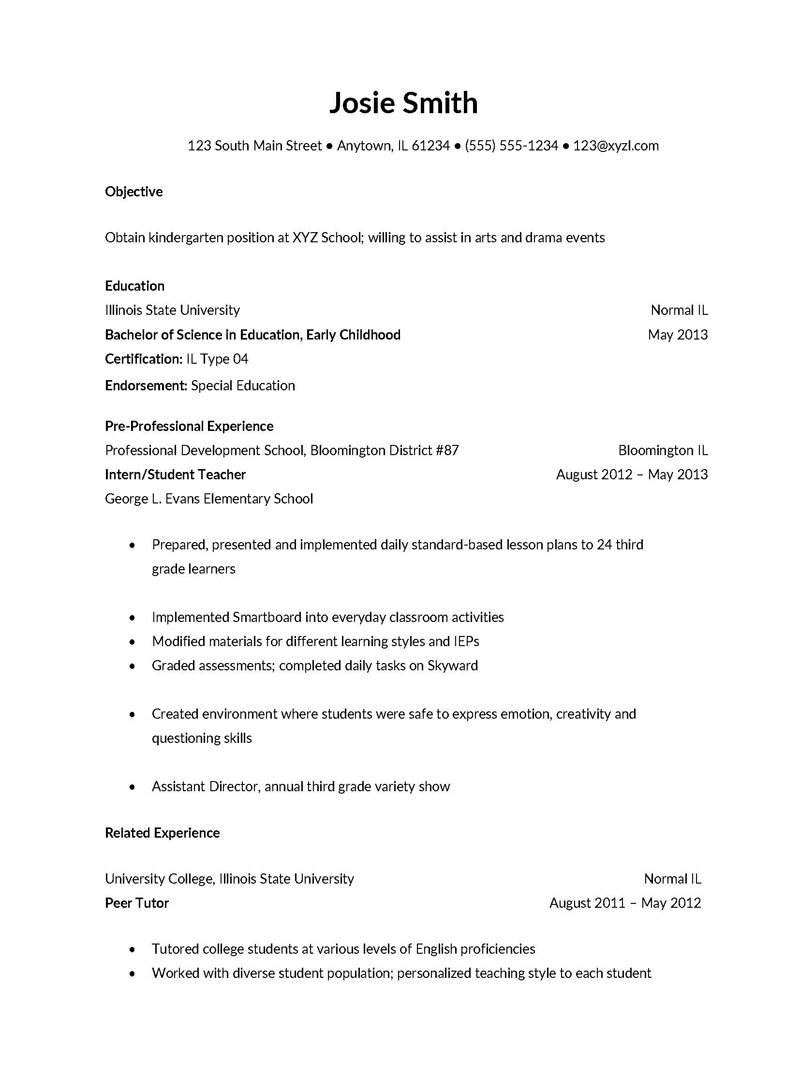 Printable Resume Template for College Students