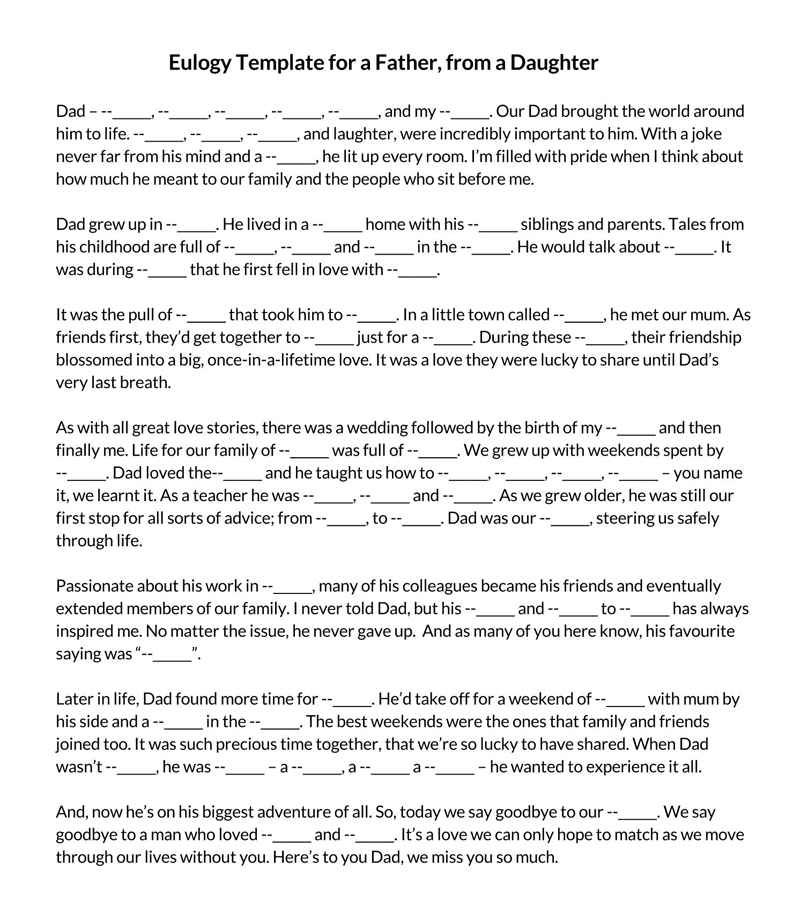 Free Eulogy Template Samples - Easy-to-Use Word Document