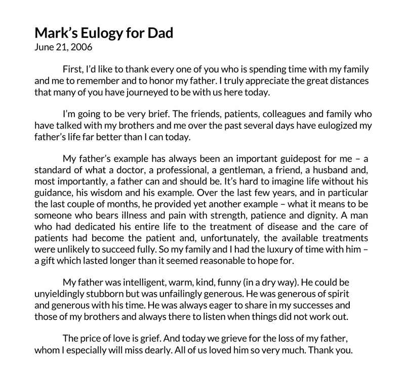 Editable Eulogy Template - Customizable Format for Free Download