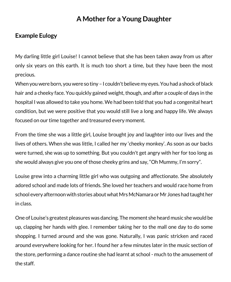 Editable Eulogy Template - Personalize Your Tribute for Free