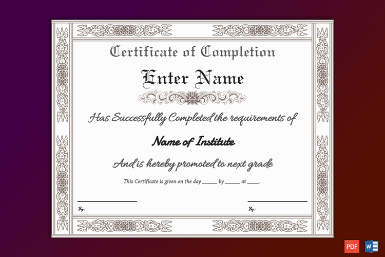Editable Certificate of Completion Free
