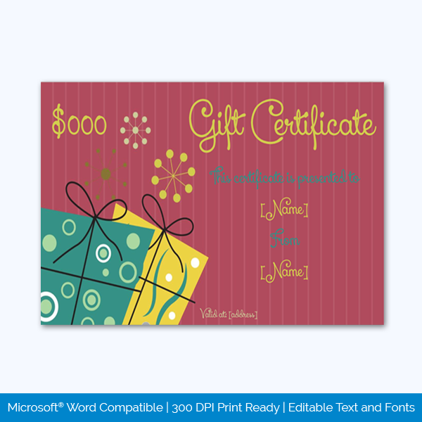 Customizable Christmas & New Year Gift Certificate Template