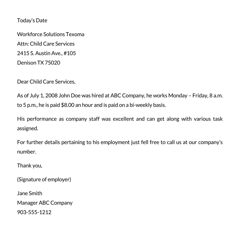 Word proof of employment letter 27