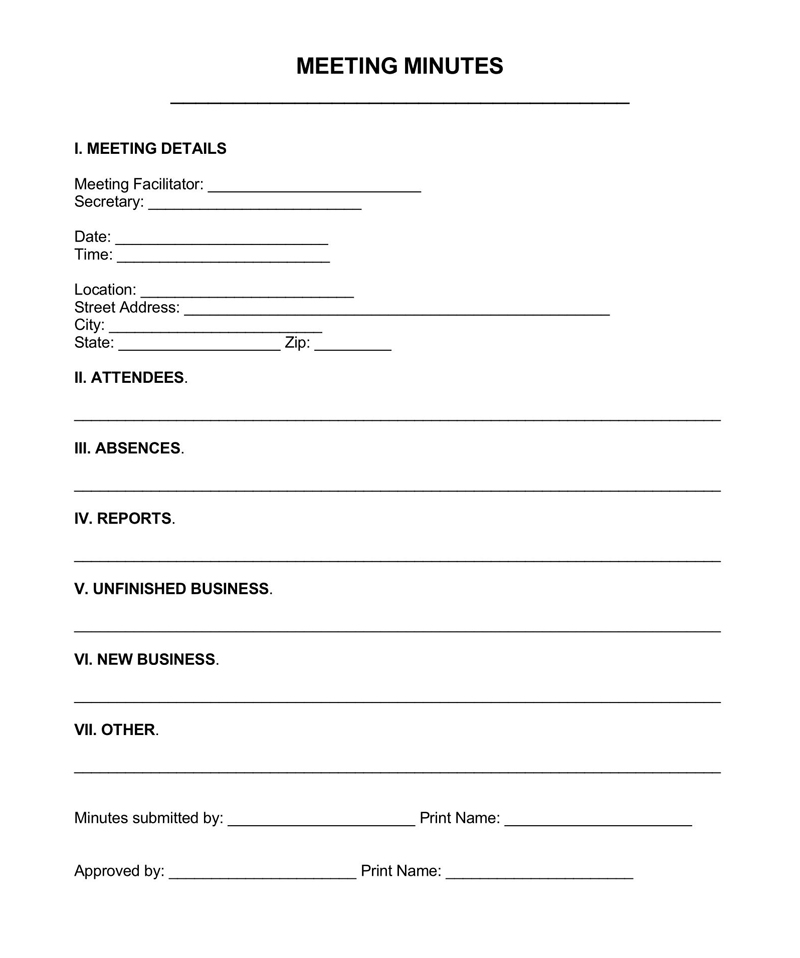 Meeting Minutes Format Template