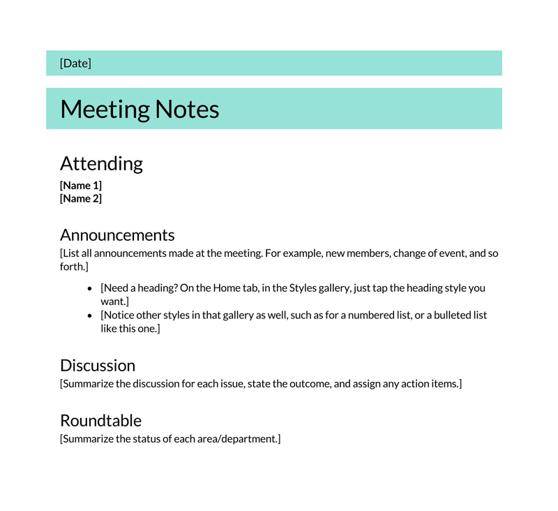 tips for meeting minutes