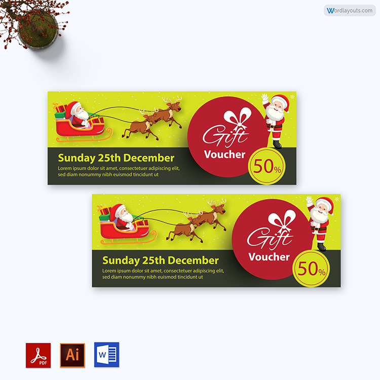 PDF gift certificate template for Christmas & New Year