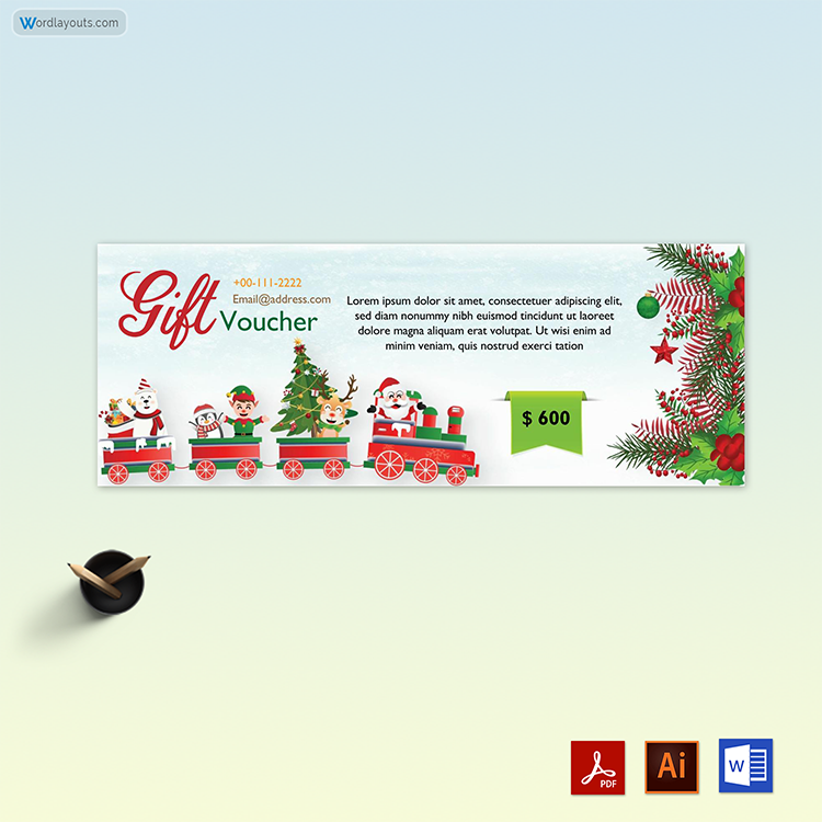 Editable Word Christmas & New Year gift certificate template