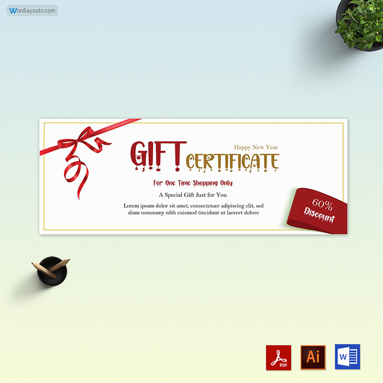 Downloadable Christmas & New Year gift certificate template