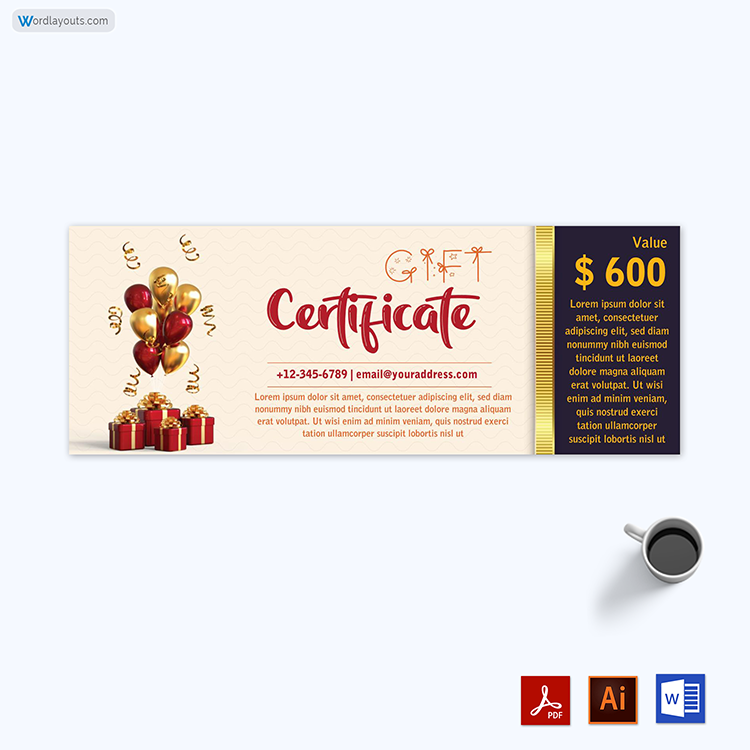 Free Christmas & New Year gift certificate template PDF