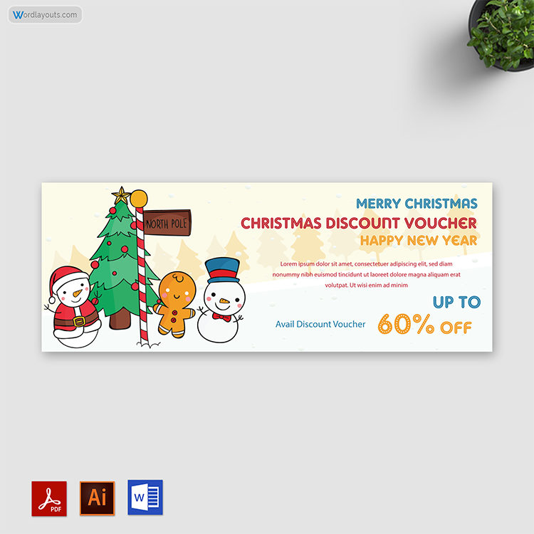Christmas & New Year gift certificate template with Adobe Illustrator