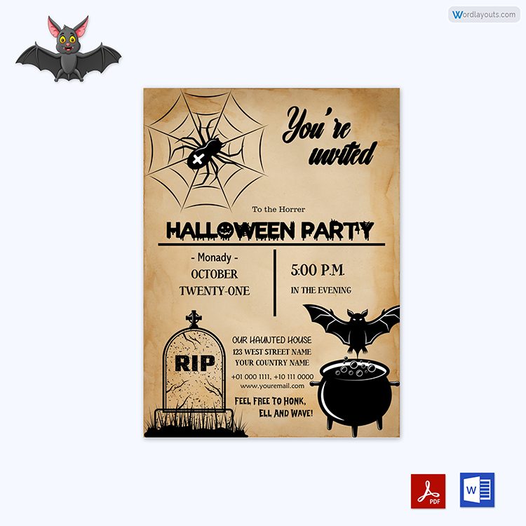 Free Editable Halloween Invitation Template