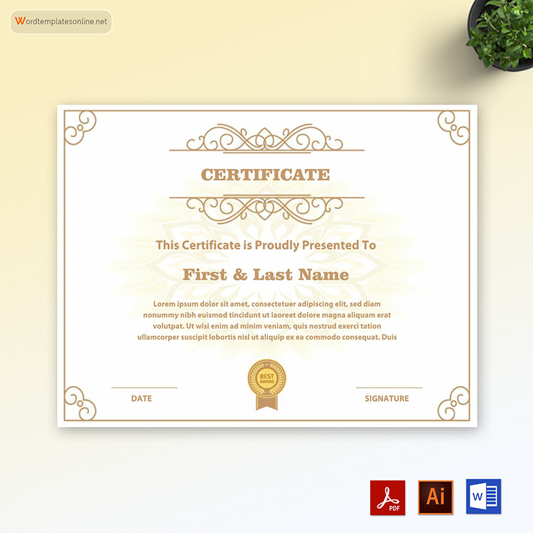 Printable Certificate of Completion Form
