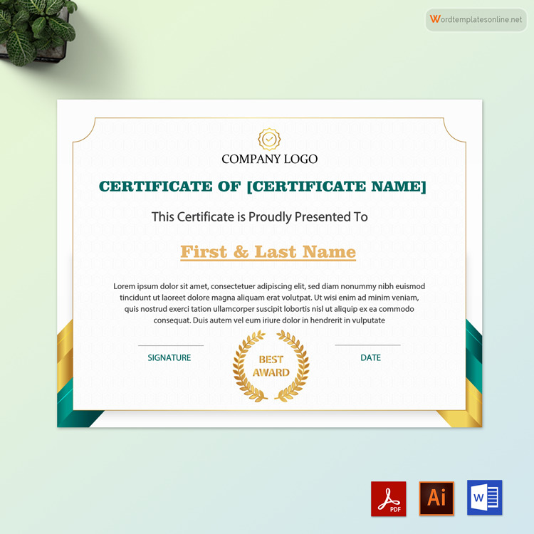 Printable Certificate of Completion Example