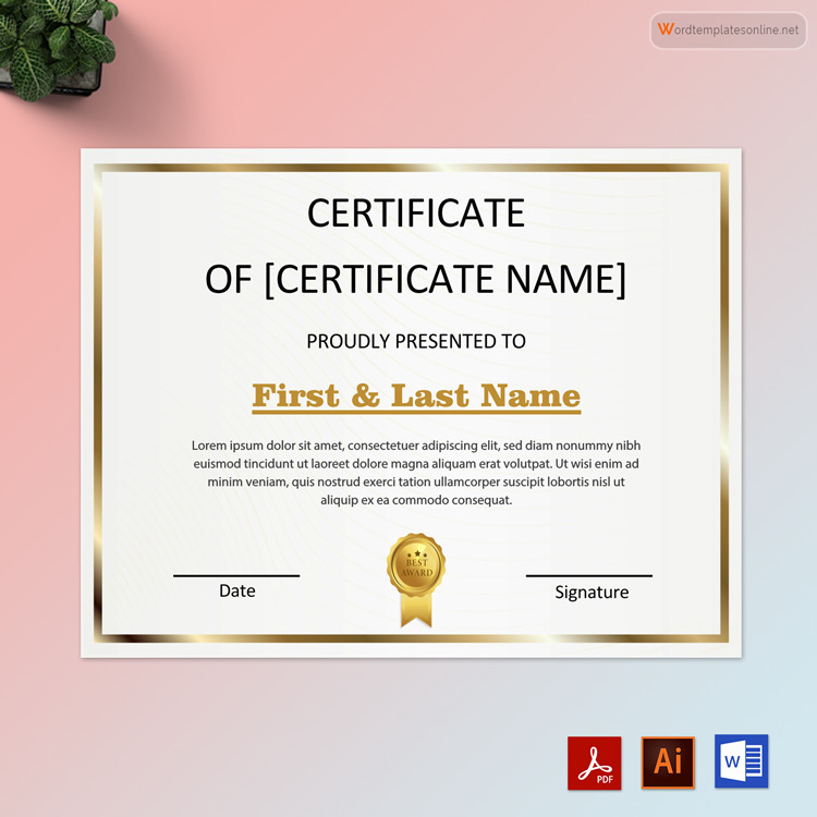 Editable Certificate of Completion Template