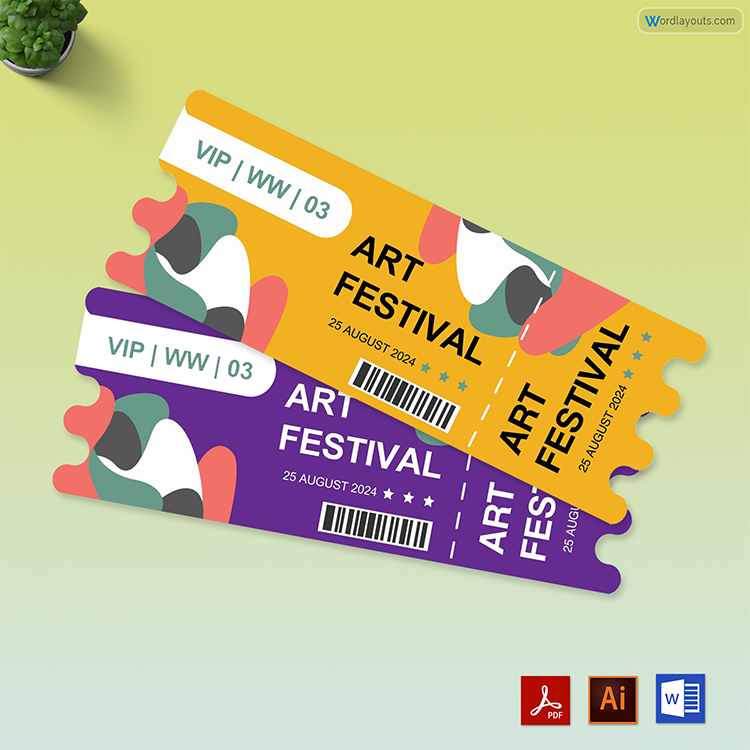 Free Art Festival Ticket Template Sample